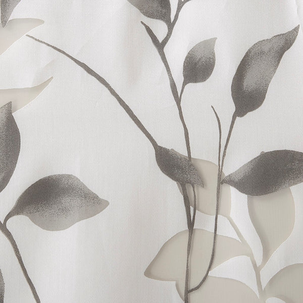 English Elm Burnout Botanical Curtain Panel Set – 2 Elegant Grey Panels With Silver Grommets For Light Filtering B035129675