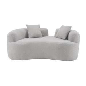 English Elm 66.93 Curved Loveseat 73" Heart-Shaped Teddy Velvet Sofa Full Foam & Spring Support, No-Assembly Cozy Compact Grey W3612P332116
