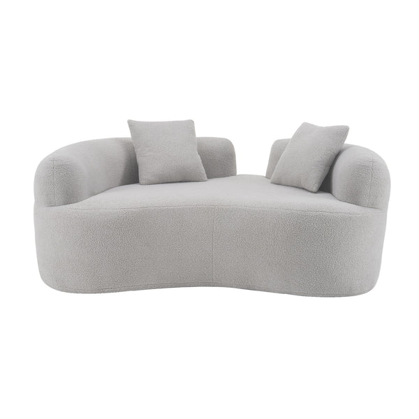 English Elm 66.93 Curved Loveseat 73" Heart-Shaped Teddy Velvet Sofa Full Foam & Spring Support, No-Assembly Cozy Compact Grey W3612P332116