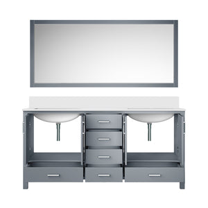 English Elm Dark Grey Double Bath Vanity Set With White Quartz Top, Ample Storage & Elegant 28 In. Mirror B2731S00706