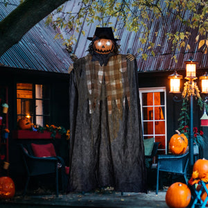 English Elm Homcom 6' Life-Size Hanging Pumpkin Ghost With Light-Up Eyes, Sound Activation & Creepy Audio Effects W2225P229449