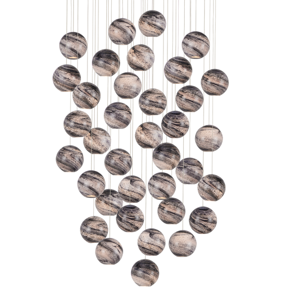 Palatino Multi-Drop Pendant Light – Celestial Glass Shade with Blue and Silver Finish for Elegance