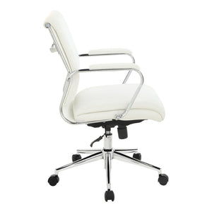 OSP Home Furnishings High Back Ergonomic Manager Chair with Antimicrobial Fabric Chrome Arms and Lumbar Support Mid Snow 920351C-R101