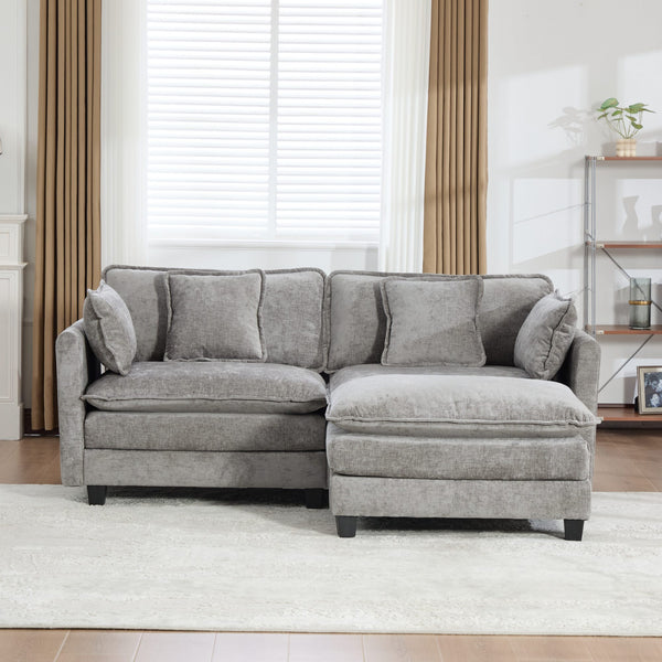 English Elm Cloud Loveseat Modern Sectional with Chenille Upholstery for a Cozy Living Space Gray W1143S00058