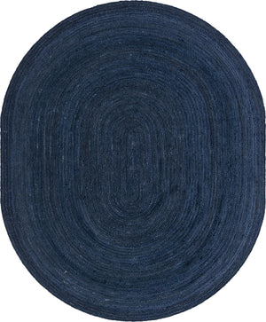 Unique Loom Braided Jute Dhaka Hand Woven Solid Rug Navy Blue,  7' 10" x 10' 0"
