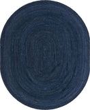 Unique Loom Braided Jute Dhaka Hand Woven Solid Rug Navy Blue,  7' 10" x 10' 0"