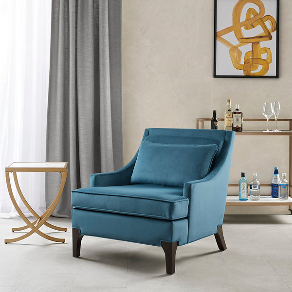 JLA Home Martha Stewart - Arm Anna Arm Accent Chair — Urban-Modern Upholstered Seat with Lumbar Pillow, Solid Wood Legs, Chic Comfort MT100-0155