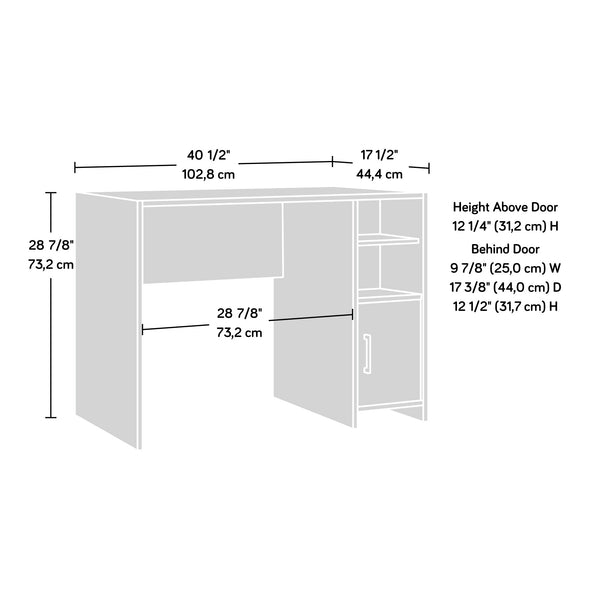 English Elm Desk, Compact Brown-Finish Desk With Adjustable Shelves For Small Spaces – Modern Home Office Solution B356P402730