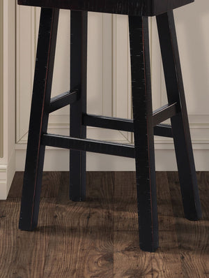 English Elm Traditional 24-inch Solid Wood Stool Set of 2 with Contour Seat, Transitional Dining Accent Seating Pair Black 46 L x 20 W x 10 H B2741P338656