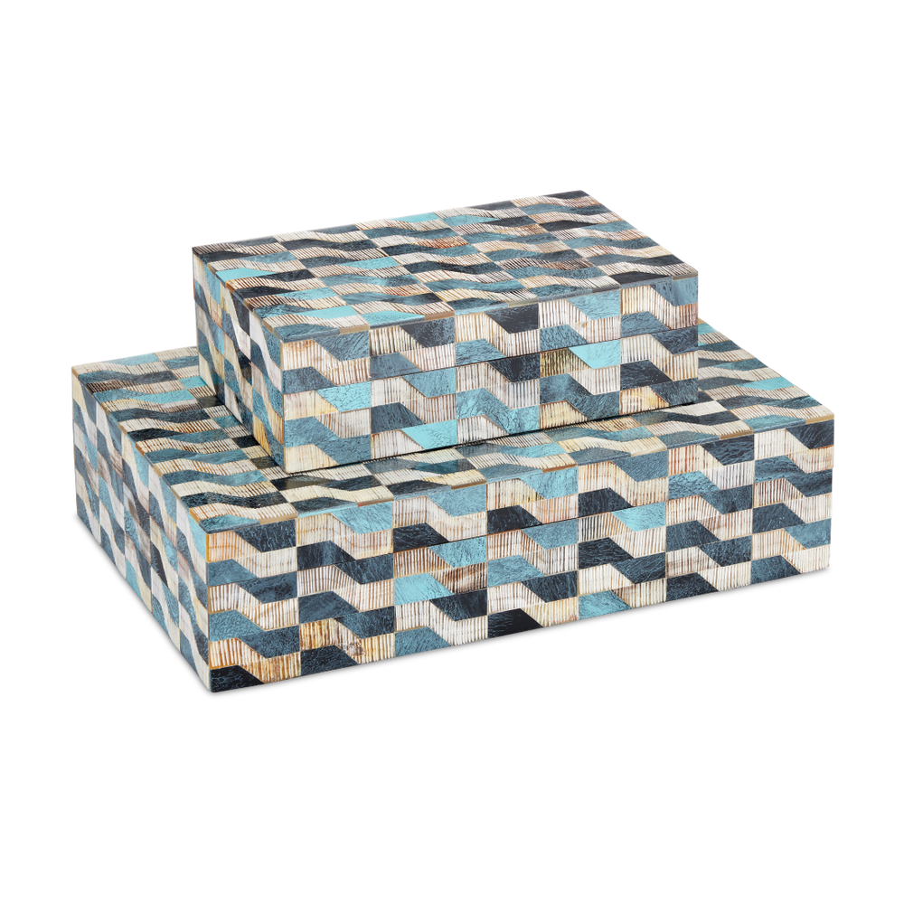 Ezra Decorative Box Set of 2 - Artisan Crafted Bone & Horn with Linen-Lined Interiors, Unique Style