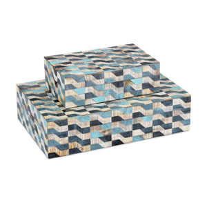 Ezra Decorative Box Set of 2 - Artisan Crafted Bone & Horn with Linen-Lined Interiors, Unique Style