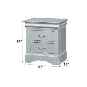 English Elm Louis Philippe Platinum Finish 2-Piece Bedroom Set: Elegant Queen Sleigh Bed & Nightstand Combo B2726S00174