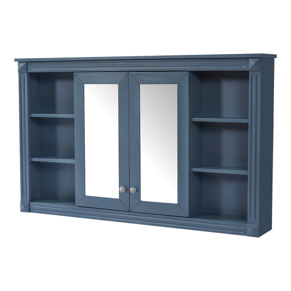 English Elm 47 Inch Wall Mounted Medicine Cabinet with Mirror Open Shelving and Adjustable Storage N710P363550C