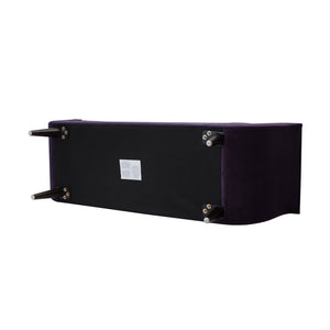 English Elm Alma Velvet Tufted Entryway Bench with Flared Arms and Bolster Pillows Included B2719P238450