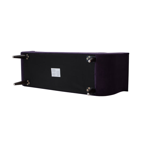 English Elm Alma Velvet Tufted Entryway Bench with Flared Arms and Bolster Pillows Included B2719P238450
