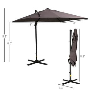English Elm Outsunny 8Ft Cantilever Patio Umbrella With 360° Rotation, Adjustable Tilt, And Durable Design W2225P174152-GIGA