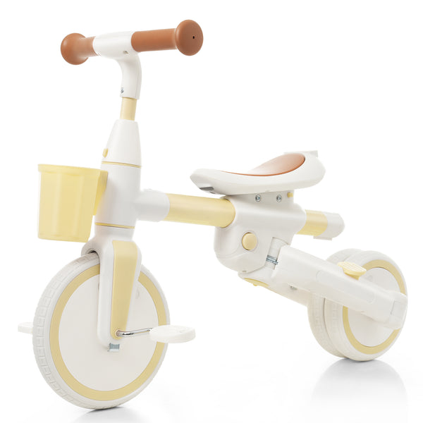English Elm 7 in 1 Convertible Toddler Tricycle Aluminum Frame Push Trike with Rotating Seat Canopy Yellow N726P300636Y