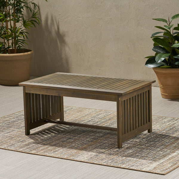 English Elm Christopher Knight Home® - CASA Acacia Coffee Table for Outdoor Patios — Stained Treated Wood, Compact Yet Spacious 40"W Grey 63307.00GRY