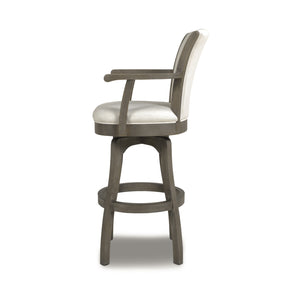English Elm Jennifer Taylor Home - Williams 31" Elegant Swivel Bar Stool With Armrests, Natural White Linen For Timeless Comfort B2719P238367