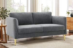 English Elm 60.63" Wide Corduroy Upholstered Loveseat Mid-century Tapered Legs Apartment Seating Grey B2735P390631