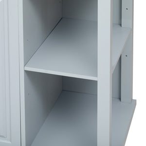 English Elm K&K 47 Inch Kitchen Island with Extendable Dining Table, Rolling Storage Cabinet, Built-In Power Grey+Blue N707P215327G