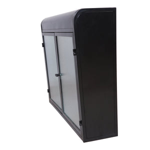 English Elm 2-Door Wall-Mounted Metal Storage Cabinet Antique Black with Fluted Tempered Glass Shelves & Knobs W3122P272920