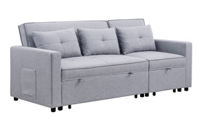 English Elm Zaira Linen Convertible Sleeper Sofa with Side Pocket for Small Spaces and Guests Light Gray B2749S00010