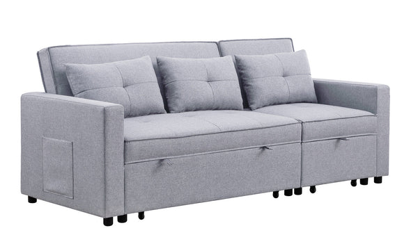English Elm Zaira Linen Convertible Sleeper Sofa with Side Pocket for Small Spaces and Guests Light Gray B2749S00010