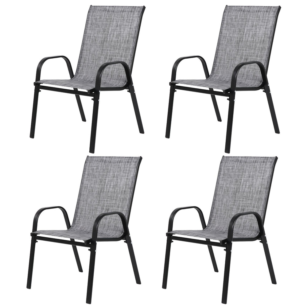 English Elm 4 Patio Chairs Set of 4 Grey - Breathable Textilene High Back Outdoor Camping Chairs with Armrests, Lightweight and Space-Saving W640P252257