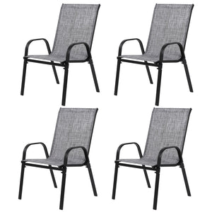English Elm 4 Patio Chairs Set of 4 Grey - Breathable Textilene High Back Outdoor Camping Chairs with Armrests, Lightweight and Space-Saving W640P252257