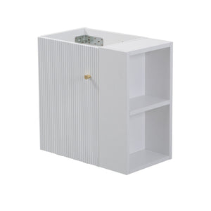 English Elm 21.6" Wall Mounted Bathroom Vanity Base White Wood Open Shelf Gold Hardware W1920P446813