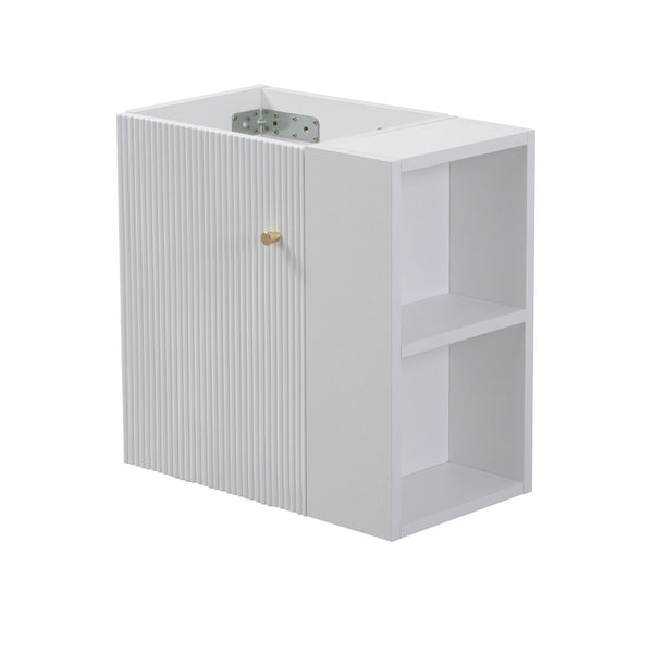 English Elm 21.6" Wall Mounted Bathroom Vanity Base White Wood Open Shelf Gold Hardware W1920P446813