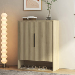 English Elm Shoe Storage Cabinet Wooden Enclosed Organizer with Adjustable Shelves for Entryway W1321P396351