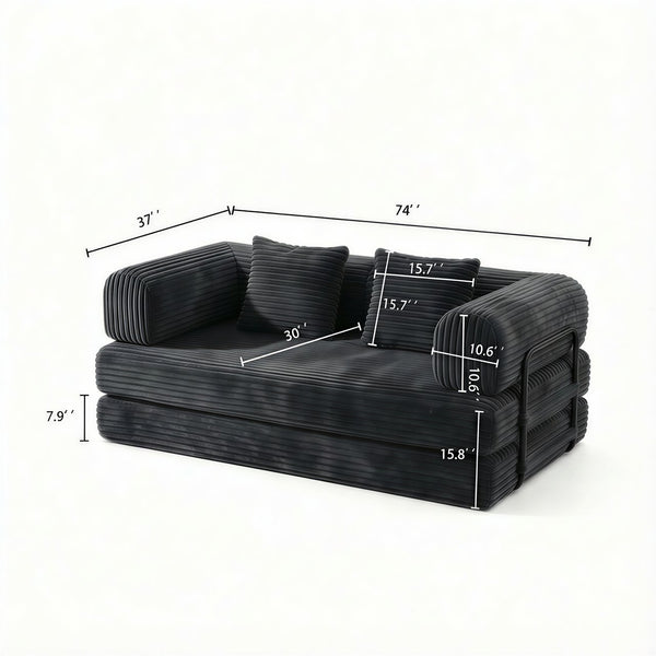 English Elm Compression Corduroy Modular Floor Sofa Sleeper Loveseat Tatami Sectional for Living Room Antique Grey W1919P414173