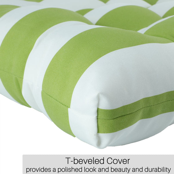 English Elm 2 Piece High Back Patio Chair Cushions Set, Tufted Reversible Outdoor Rocking & Adirondack Pads for Porch Seating Green W419P271776