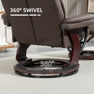 English Elm Swivel Recliner and Ottoman Set Pu Leather Pocket Spring Lounge Chair for Living Room T3971P405867
