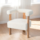 Christopher Knight Home® Mid-Century Barrel Accent Chair, Velvet Boucle Dining Side Chair, White