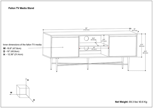 English Elm Fallon Handcrafted Mango Wood TV Media Stand with Gold Iron Base, Cable Management, 65" TV Ready B136P261840