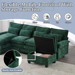 English Elm United We Win 106" U-Shape Sectional Sofa - Cozy Chenille Couch With Storage Ottoman & Usb Ports W1568S00228-GIGA