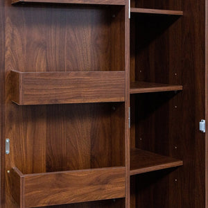 English Elm Kitchen Pantry Cabinet Walnut Tall Freestanding Storage with Shelves and Doors W331P426747