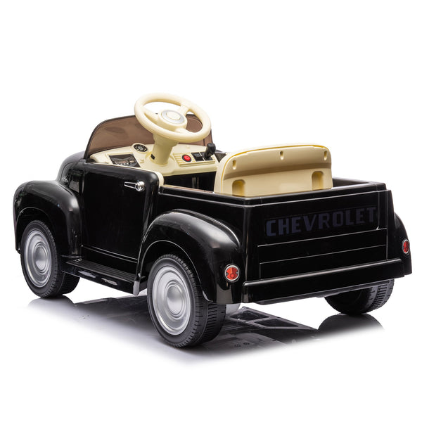 English Elm 12v Chevrolet 3100 Licensed Vintage Pickup Ride on Truck with Led Lights and Parent Remote Black W1578P214177