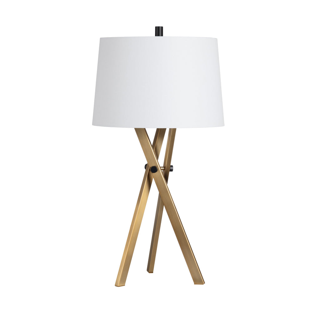 Crestview Collection 31"H Hendrix Table Lamp - Stylish Brushed Brass Tripod Design With Tapered Shade & 3-way Socket   Cvaer2036b