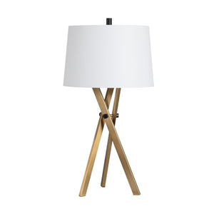Crestview Collection 31"H Hendrix Table Lamp - Stylish Brushed Brass Tripod Design With Tapered Shade & 3-way Socket   Cvaer2036b