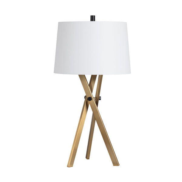 Crestview Collection 31"H Hendrix Table Lamp - Stylish Brushed Brass Tripod Design With Tapered Shade & 3-way Socket   Cvaer2036b