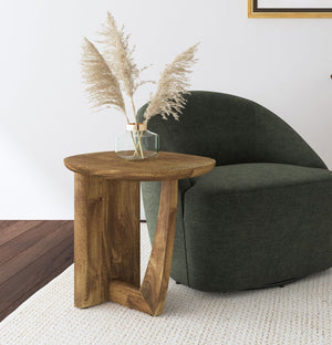 English Elm Oval Mango Wood Accent Table – Sculpted Brown Design For Modern Living Room, Entryway & Den Use B016P384762-GIGA