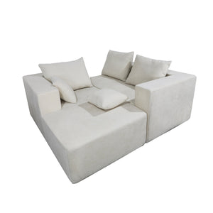 English Elm Combination Modular Linen Sectional Sofa with Memory Sponge Fill for Living Room Use W3064S00004