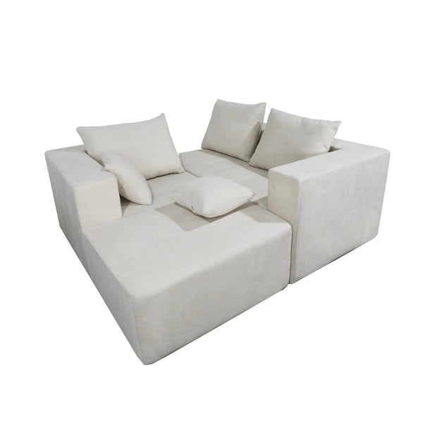 English Elm Combination Modular Linen Sectional Sofa with Memory Sponge Fill for Living Room Use W3064S00004