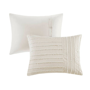 JLA Home Madison Park Signature - Oversized Cotton Jacquard Comforter Set with Removable Duvet Insert, Euro Shams & Decorative Pillows Ivory MPS10-497