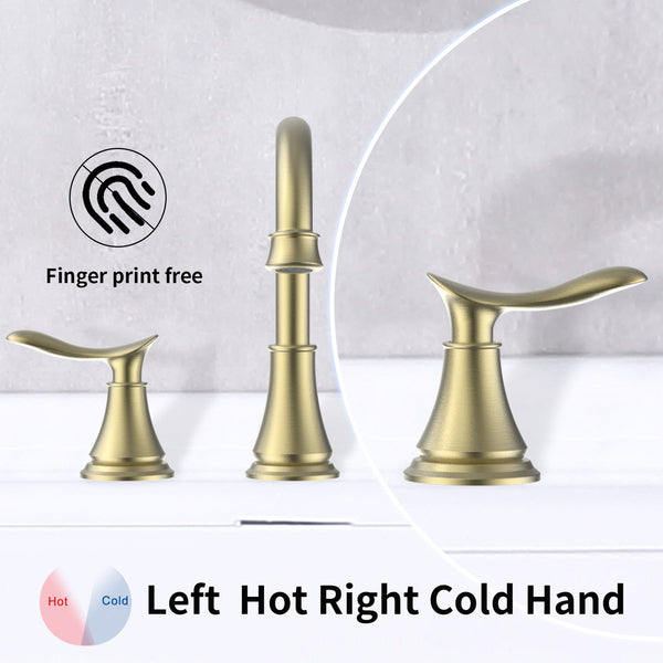 English Elm 2-Handle Widespread Bathroom Sink Faucet - Elegant Brushed Gold With 360° Swivel Spout & Durability T3177P277517
