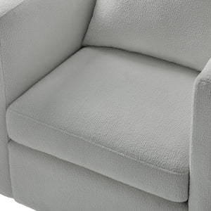 English Elm Sutton Upholstered Linen Swivel Barrel Chair with Pocket Coil Seat, Reversible Cushions & Stain-Resistant Fabric Gray B050P322590